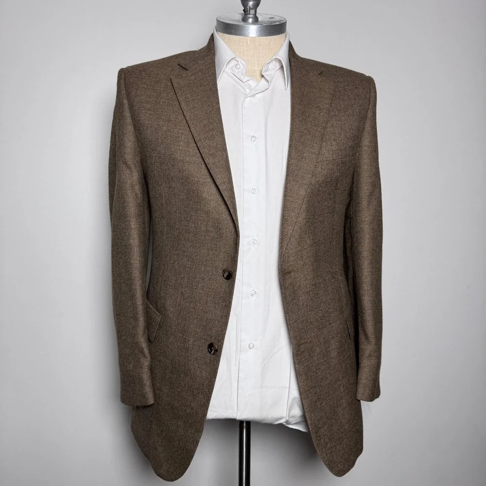 Jos. A. Bank Blazer Mens 42L Brown Solid 100% Wool Two-Button Sport Coat‎